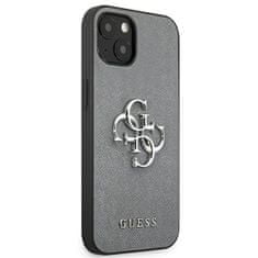 Guess GUHCP13SSA4GSGR hard silikonové pouzdro iPhone 13 Mini 5.4" grey Saffiano 4G Metal Logo