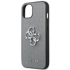 Guess GUHCP13SSA4GSGR hard silikonové pouzdro iPhone 13 Mini 5.4" grey Saffiano 4G Metal Logo