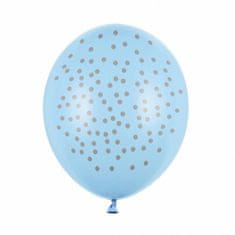 PartyDeco Balónky 50 ks latexové modrý se stříbrnými puntíky 30 cm
