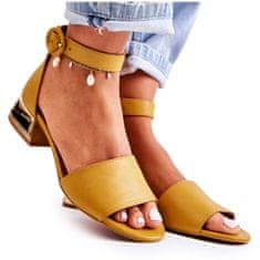 Kožené sandály Laura Messi 2143 žlutá velikost 36
