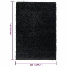 Vidaxl Koberec Shaggy s vysokým vlasem, černý, 120x170 cm, 50 mm