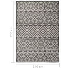 Vidaxl Venkovní plochý koberec, 140x200 cm, černé pruhy