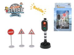 Kids Globe Traffic semafor 13 cm na baterie se světlem + 3 značky v krabičce