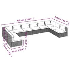 Petromila 10dílná zahradní sedací souprava s poduškami polyratan černá