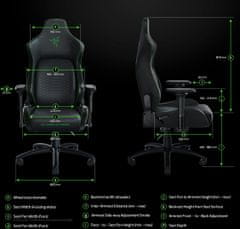 Razer Iskur, XL, černá/zelená