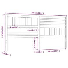 Vidaxl Čelo postele 206 x 4 x 100 cm masivní borovice