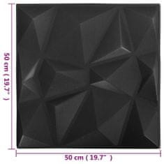 Vidaxl 3D nástěnné panely 48 ks 50 x 50 cm diamant černé 12 m²