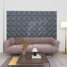 Vidaxl 3D nástěnné panely, 12 ks, 50x50 cm, origami šedá, 3 m²