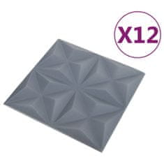Vidaxl 3D nástěnné panely, 12 ks, 50x50 cm, origami šedá, 3 m²