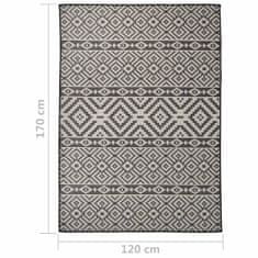 Greatstore Venkovní hladce tkaný koberec 120x170 cm černé pruhy