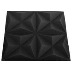 Vidaxl 3D nástěnné panely, 12 ks, 50x50 cm, origami černá, 3 m²