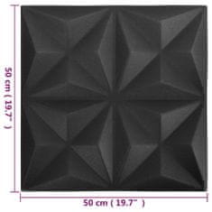 Vidaxl 3D nástěnné panely 12 ks 50 x 50 cm origami černé 3 m²