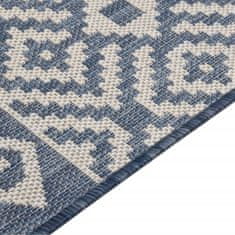 Vidaxl Venkovní koberec s plochou vazbou, 80x150 cm, modré pruhy