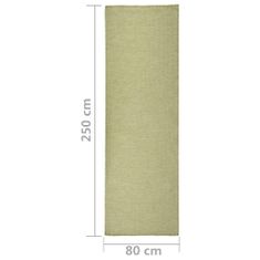 Vidaxl Venkovní koberec s plochou vazbou, 80x250 cm, zelený