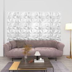 Vidaxl 3D nástěnné panely, 12 ks, 50x50 cm, diamantově bílá, 3 m²