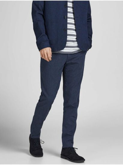 Jack&Jones Tmavě modré oblekové kalhoty s příměsí lnu Jack & Jones Linen