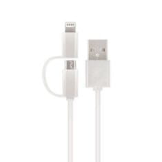 setty. nylonový USB kabel 2v1 microUSB+Lightning 1m (GSM043223) bílá