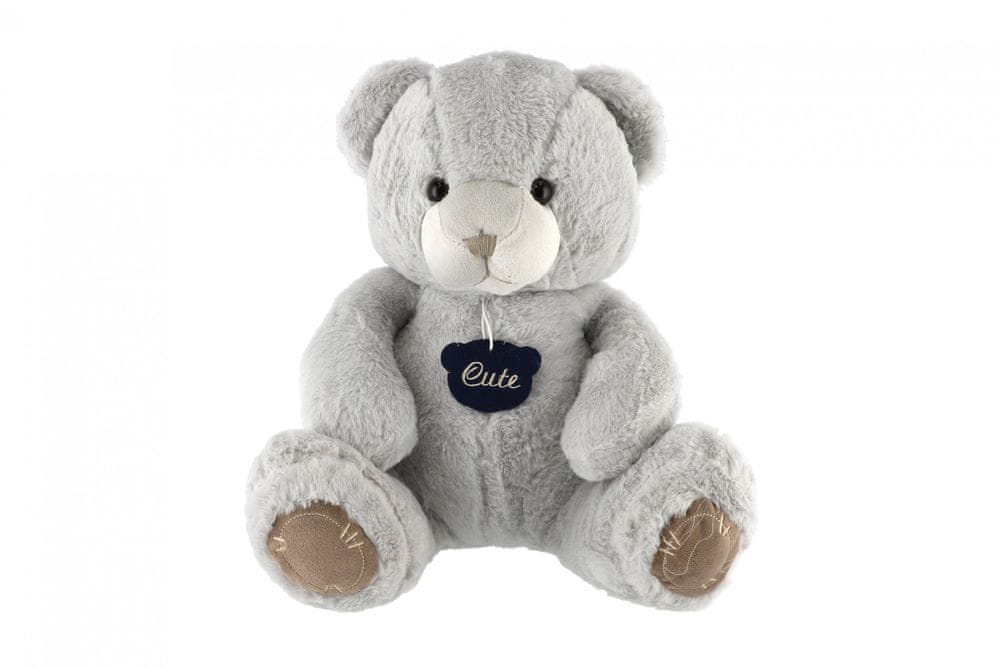 Teddies Medvěd sedící plyš 40cm šedivý