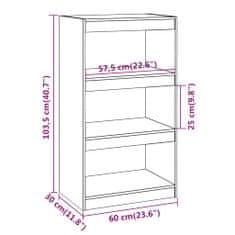 Vidaxl Knihovna / dělicí stěna medově hnědá 60x30x103,5 cm borovice