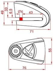 KOVIX kotoučový zámek KAL6 Alarmový silver