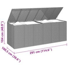 Petromila Zahradní úložný box PE ratan 291 x 100,5 x 104 cm šedý