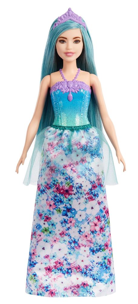 Mattel Barbie Kouzelná princezna modré vlasy a fialová korunka HGR13
