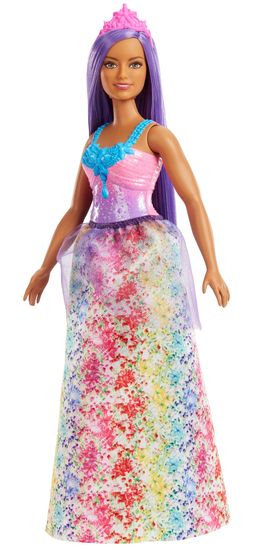 Mattel Barbie Kouzelná princezna fialové vlasy a růžová korunka HGR13