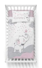 Detexpol Bavlněná souprava povlečení 100x135 bílá růžová vícebarevná slon malý snílek