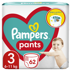 Pampers Plenkové Kalhotky Pants Velikost 3, 62 ks, 6kg-11kg