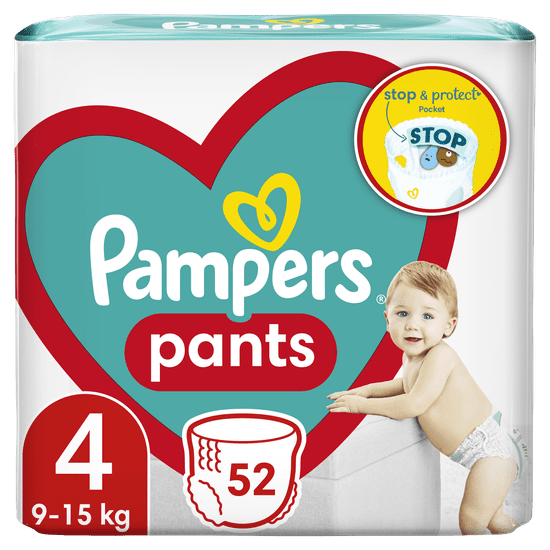 Pampers Pants 4 Maxi (9-15 kg) Jumbo Pack - plenkové kalhotky 52 ks