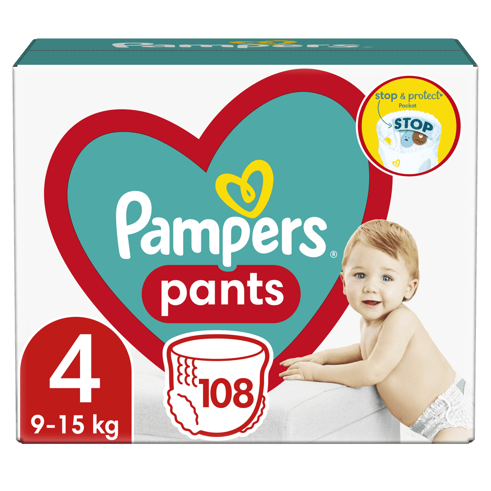 Pampers Plenkové Kalhotky Pants Velikost 4, 108 ks, 9kg-15kg