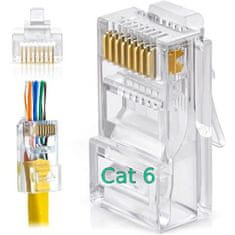 W-STAR W-Star Konektor UTP RJ45EZ Cat6 100ks 3U pozlacený 6SLD pass through drát licna RJ45EZC6S