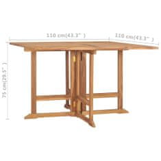 Greatstore Skládací zahradní jídelní stůl 110 x 110 x 75 cm masivní teak