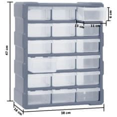 Vidaxl Organizér s 18 středně velkými zásuvkami 38 x 16 x 47 cm