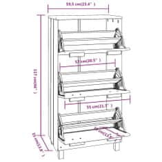 Greatstore Botník bílý 59,5 x 35 x 117 cm masivní borové dřevo