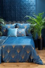 Eurofirany Dekorativní přehoz na postel LOTOS7 170x210 tmavě modry/zlatá