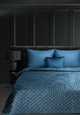 Eurofirany Dekorativní přehoz na postel MUSA2 170x210 tmavě modry/zlatá