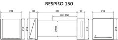 Soler&Palau Rekuperační jednotka RESPIRO 150, energetická úspora, velmi tichý chod, 2 rychlosti, min. průtok vzduchu 30/60 m³/h, snadná instalace i údržba, 2x filtr G3