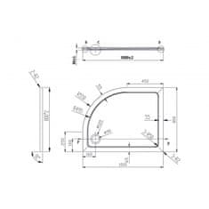 Olsen Spa Asymetrická čtvrtkruhová sprchová vanička VENETS 100 cm 80 cm Pravá