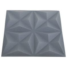 Greatstore 3D nástěnné panely 48 ks 50 x 50 cm origami šedé 12 m²