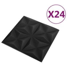 Vidaxl 3D nástěnné panely, 24 ks, 50x50 cm, origami černá, 6 m²