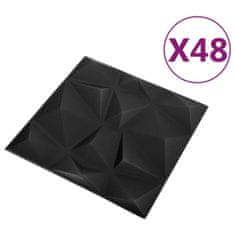 Vidaxl 3D nástěnné panely 48 ks 50 x 50 cm diamant černé 12 m²