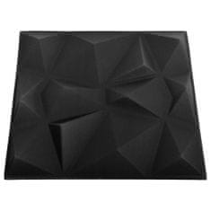 Greatstore 3D nástěnné panely 24 ks 50 x 50 cm diamant černé 6 m²