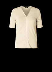 YEST béžové pletené tričko s ozdobnou krajkou okolo výstřihu Velikost: 38