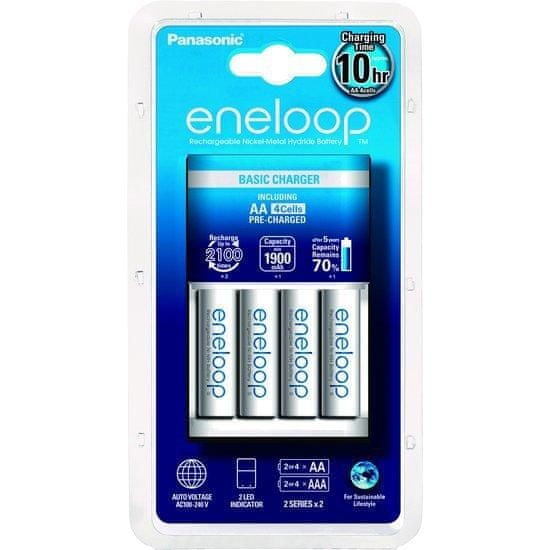 eneloop nabíječka Panasonic ENELOOP + 4 x Nabíjecí baterie AA ENELOOP.