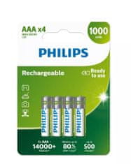 INTEREST nabíjecí baterie AAA/HR03 1000mAh - PHILIPS RTU, 4 ks (blistr).