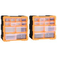 Vidaxl Organizéry s 12 zásuvkami 2 ks 26,5 x 16 x 26 cm