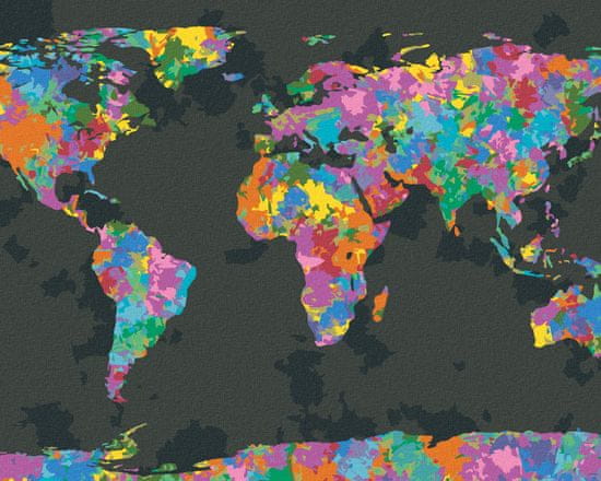 ZUTY Diamantové malování - BAREVNÁ MAPA SVĚTA 40x50 cm bez rámu a bez vypnutí plátna