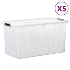 Greatstore Úložné boxy s víkem 5 ks průhledné 80 l