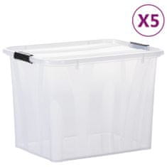 Greatstore Úložné boxy s víkem 5 ks průhledné 55 l